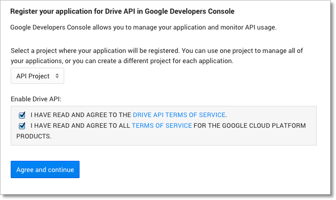 Drive API Project Create