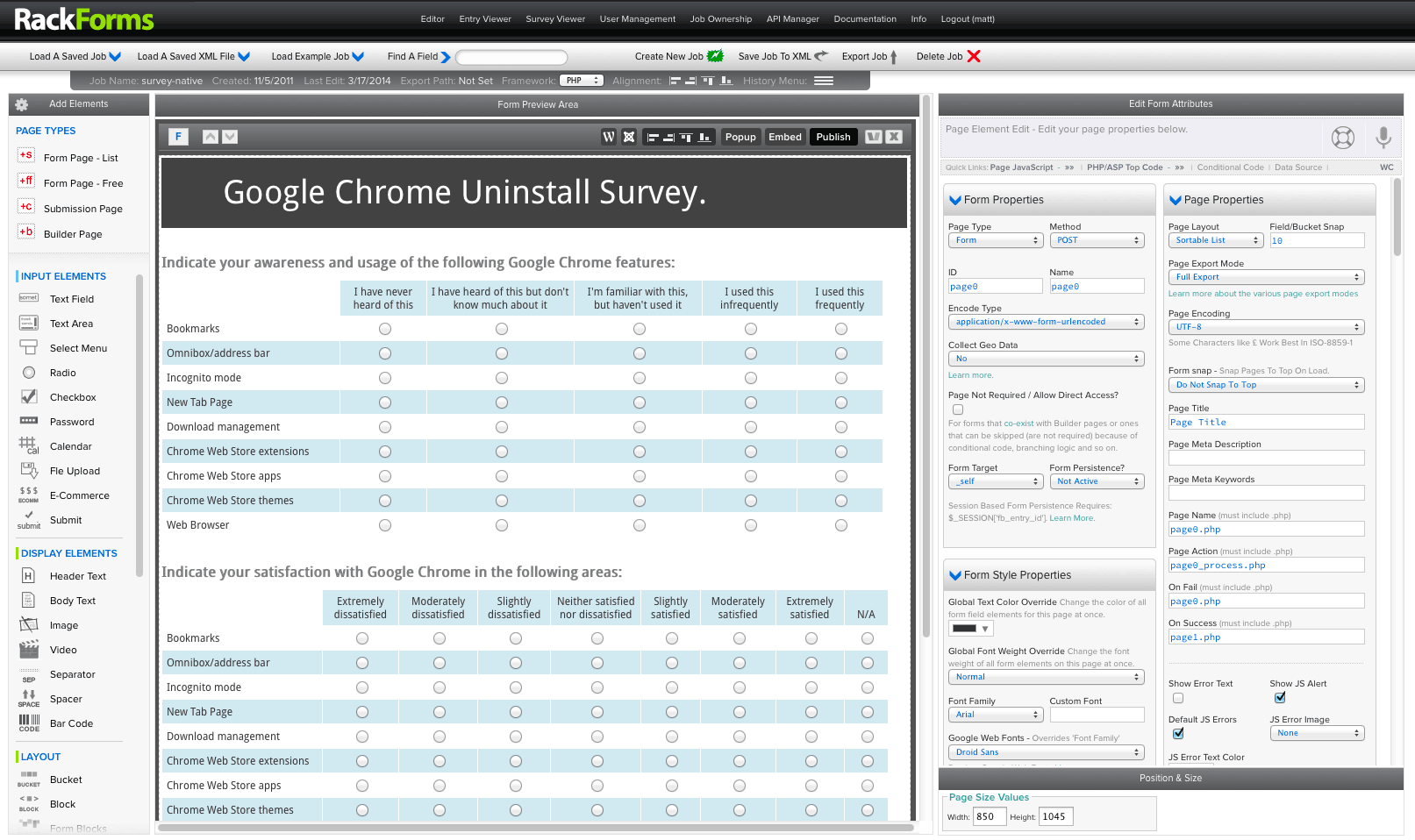 RackForms screen shot